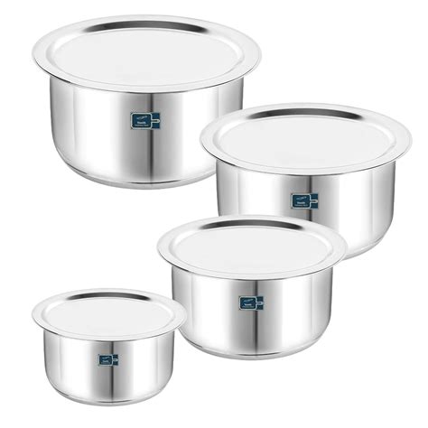 Buy Steelth Stainless Steel 4 pc Tope/Patila Set with Lid Capacity: 1 ...