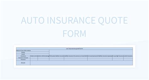 Image result for Auto Insurance Form Template