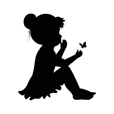 cute little girl silhouette 33949645 Vector Art at Vecteezy