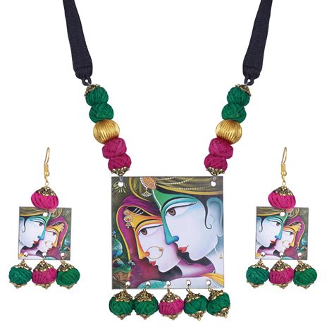 Buy JFL - Jewellery for Less Traditional Radha Krishna Painting Pendant ...