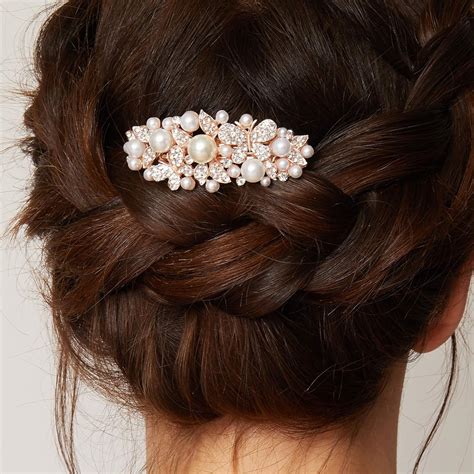 Pearl and Diamante Hair Clip Pearl Hair Clip with Butterflies Pearl ...