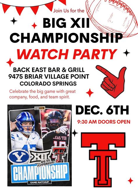 Texas Tech | Colorado Springs | Big 12 Watch Party, Back East Bar ...