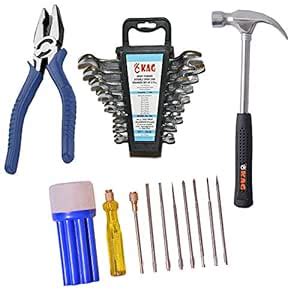 KAG 802-A HOME HAND TOOL KIT 18 Tools (DOE Spanner Set of 8 PC,8" CRV ...