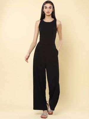 Buy Label Ritu Kumar Black Embellished Crepe Jumpsuit Online