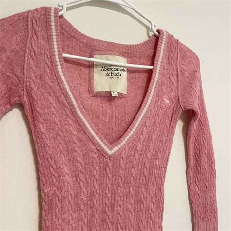 Vintage y2k pink Abercrombie & fitch sweater Size... - Depop