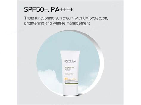 Buy Mary&May Vegan Cica Soothing Sun Cream SPF 50+ PA++++ Online at ...