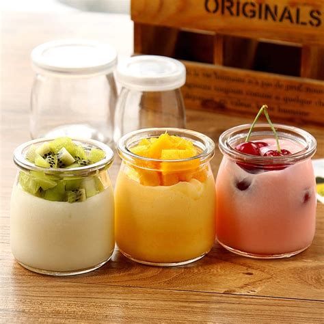 Zecva Clear Yogurt Pudding Jars with PE Lids Glass Pudding Jars Yogurt ...