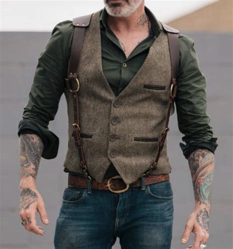 Just the leather suspenders here for me ... | Mens suit vest, Men ...