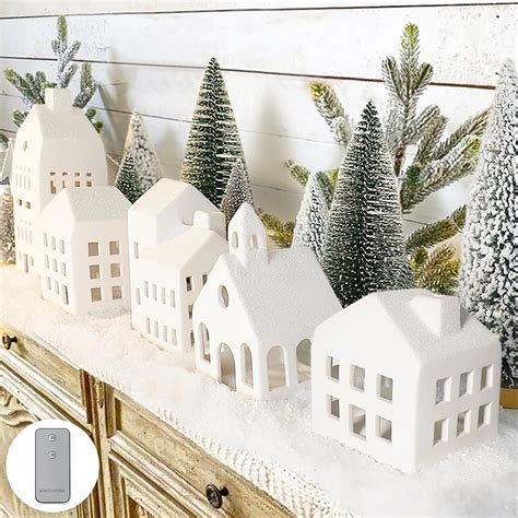 Amazon.com: Christmas Decorations - Christmas Village Sets of 5 Lighted ...