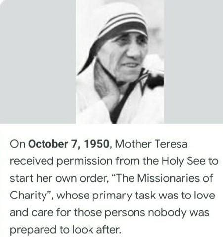 When mother Teresa started her new work she knew very well what to ...