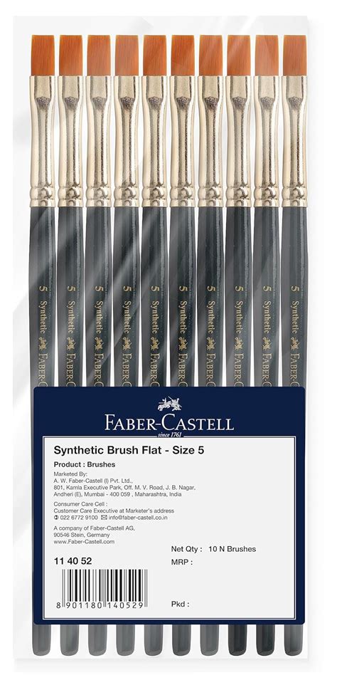 Faber-Castell Paint Brush - Synth Hair Flat Size 5 PCK-10 : Amazon.in ...