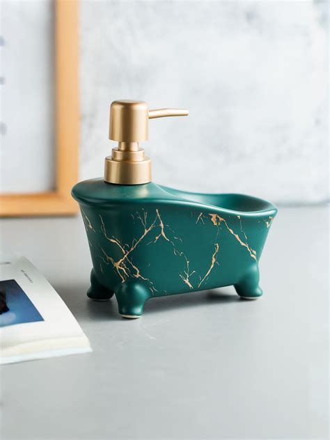 Buy UMAI Liquid Soap Dispenser: Green Ceramic Handwash Bottle ...