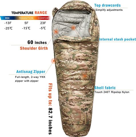 Buy కోల్డ్ వెదర్ కోసం అక్మాక్స్.సిఎన్ మిలిటరీ డౌన్ మమ్మీ స్లీపింగ్ బాగ్ ...