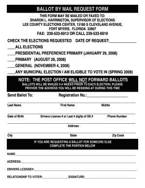Fillable Online Ballot by mail request form - Lee County Supervisor of ...