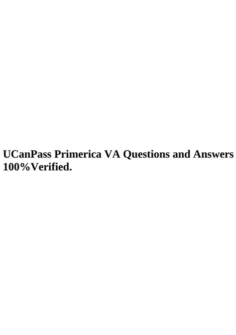 UCanPass Primerica VA Questions and Answers 100%Verified. - UCanPass ...