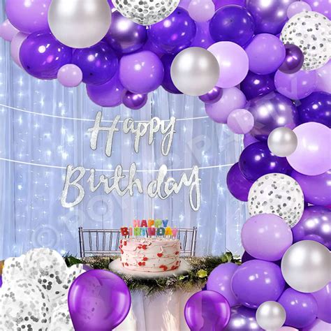 PopupParty Paper - Purple Theme Birthday Decoration Kit Set Of 54 Pcs ...