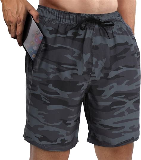 Fort Isle Camo Swimming Trunks for Men - Mens Bathing Suit 7 inch ...