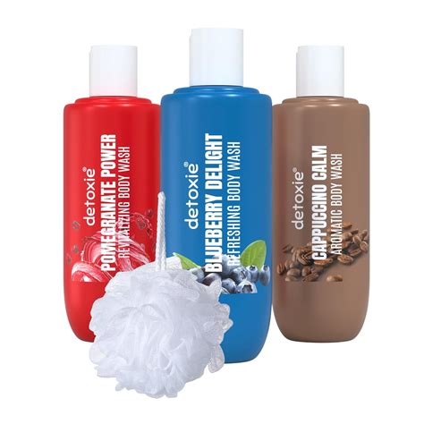 Buy Detoxie Fruit-Infused Body Wash & Loofah Combo | Coffee, Blueberry ...