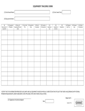 Fillable Online EQUIPMENT TRACKING FORM Fax Email Print - pdfFiller
