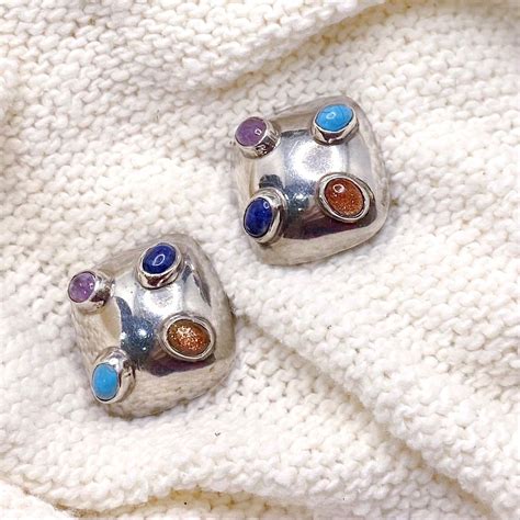 925 Mexican silver colorful stone earrings | LEMON