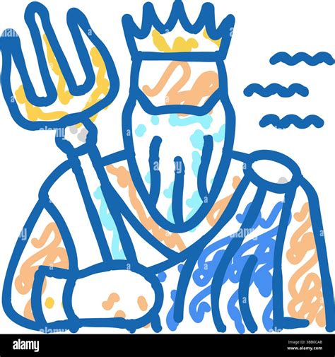 poseidon greek god mythology icon doodle illustration Stock Vector ...