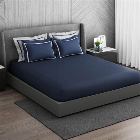 Buy SPACES Hygro Solid Cotton 300TC 5Pcs Super King Bedsheet Set from ...