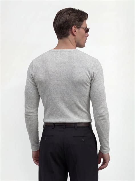 Light Grey Ribbed Henley Long sleeves Tshirt | Buy Mens Tshirt ...