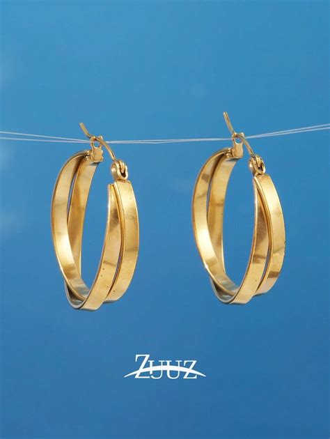 1 Pair Vintage 18K Gold Plated Stainless Steel Earrings For Women ...