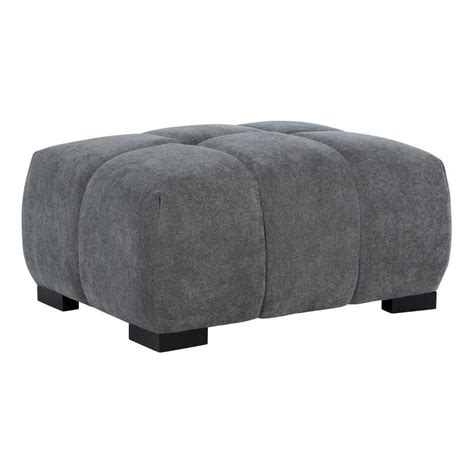 Lazlo Charcoal Upholstered Rectangular Ottoman | Rana