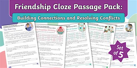 Friendship Cloze Passages Connections & Resolving Conflicts