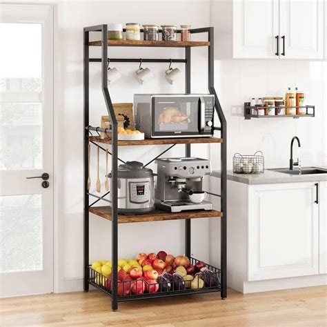 UniMarket4-Tier Kitchen Bakers Rack: Microwave Stand with Large Wire ...