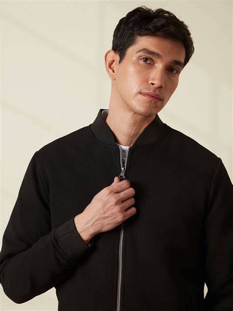 Solid Casual Black Bomber Jacket – Wrogn