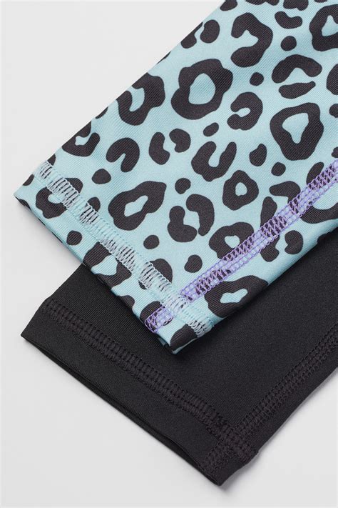 2-pack sports leggings - Purple/Leopard print - Kids | H&M IN