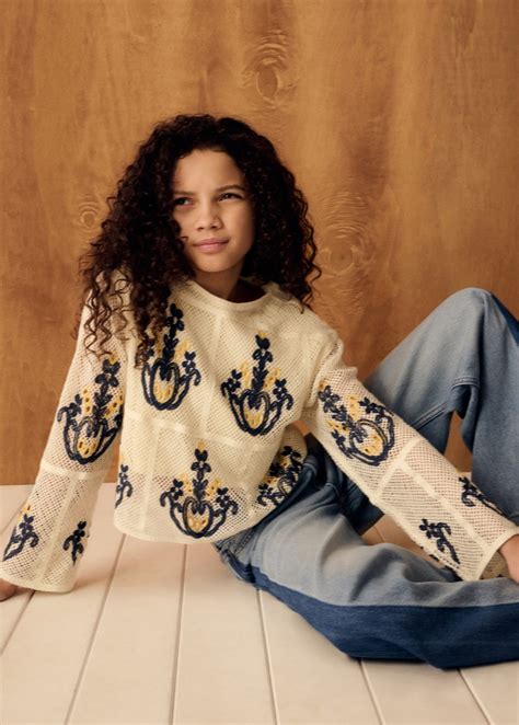 Openwork jersey with embroidered details - Kids | MANGO USA