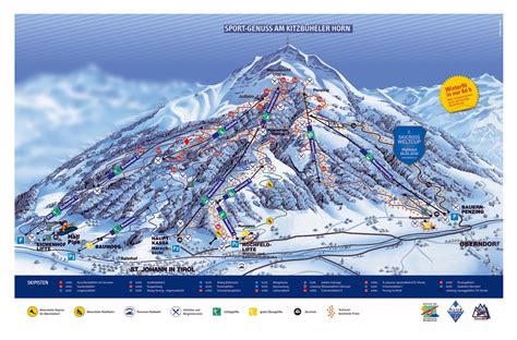 Large detailed piste map of St. Johann in Tirol Ski Resort - 2009 | Tyrol | Austria | Europe ...