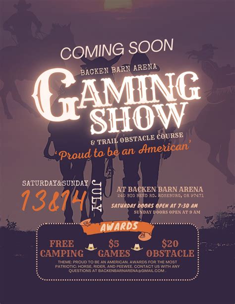 Backen Barn Gaming Show 2024, 240 Big Bend Rd. Roseburg, OR 97471 ...