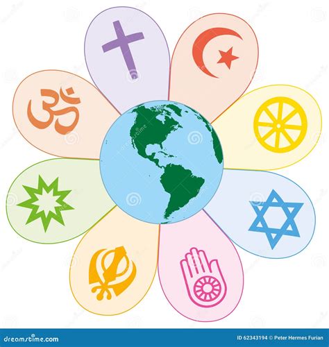 World Religions United Peace Flower Symbol Stock Vector - Illustration ...