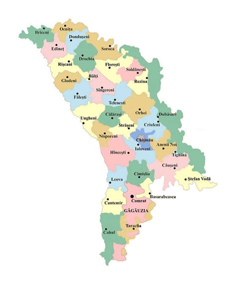 Administrative map of Moldova | Moldova | Europe | Mapsland | Maps of the World