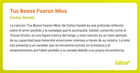 Significado de la canción TUS BESOS FUERON MIOS (Carlos Gardel ...