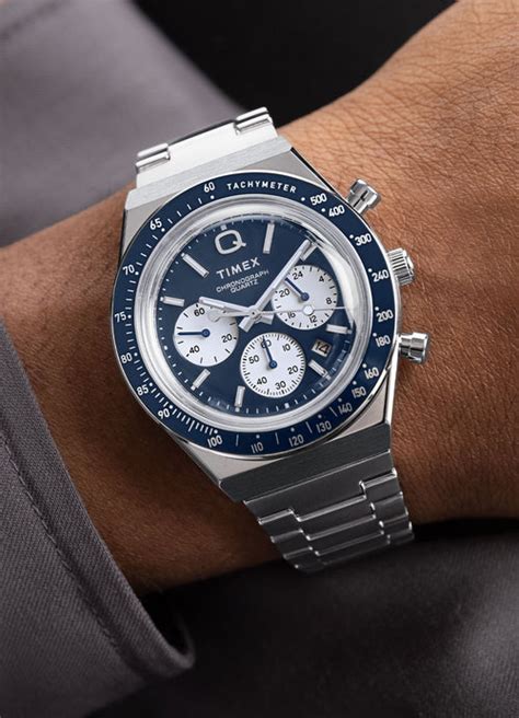 Q Timex Chronograph 40mm Stainless Steel Bracelet Watch