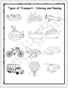Transportation Vehicles Worksheet 的图像结果
