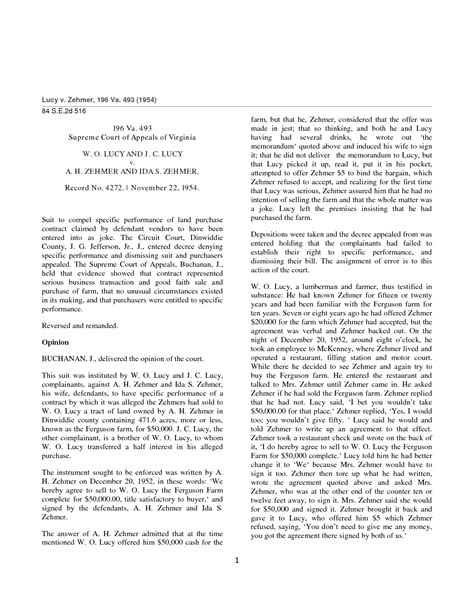 SOLUTION: Lucy V Zehmer - Studypool