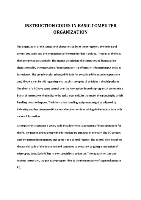 Computer Organization: Instruction Codes Explained in Detail - Studocu