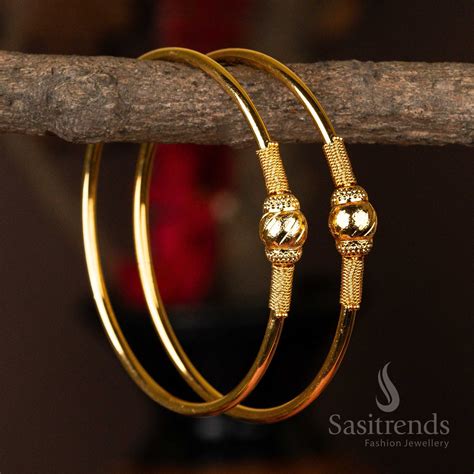 Bold One Gram Textured Sphere Kada Gold Plated Bangles - Textured ...