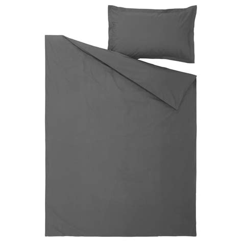 HAMPFLOCKEL duvet cover and pillowcase, dark grey, 150x200/50x80 cm ...