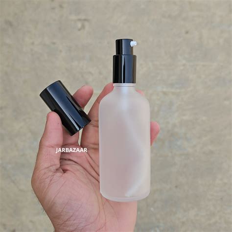 100 ML Clear Frosted Glass Bottle (With Premium Black Serum Pumps ...
