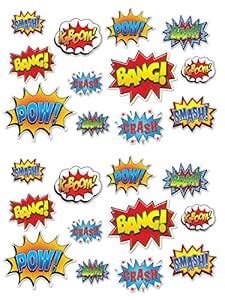 Beistle Hero Action Sign Cut Outs 24 Piece Comic Decorations Birthday ...