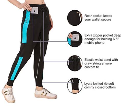 UZARUS Women's Cotton Slim Fit Joggers Track Pants with 2 Zippered ...