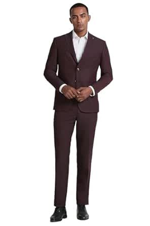 Buy Peter England Men Maroon Textured Slim Fit Formal Two Piece Suit at ...
