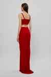Buy Red Net And Malai Lycra Scoop Neck Corset Gown For Women by Deme By ...